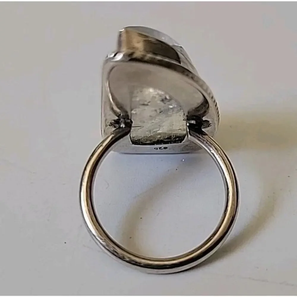 Sterling Silver Moonstone Cocktail Pinky‎ Ring 4.75 Feldspar Intuition Spiritual